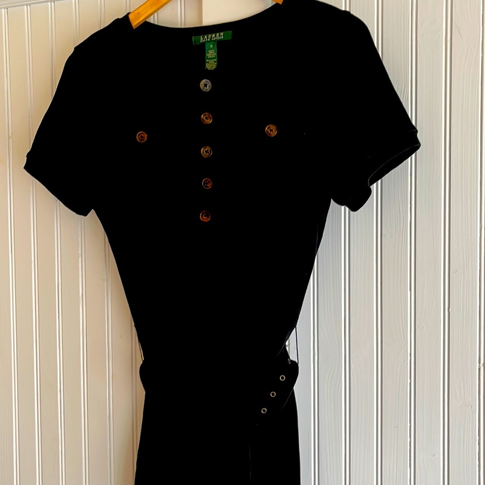 Lauren Ralph Lauren Black Shirtwaist 100% Cotton Dress Size M